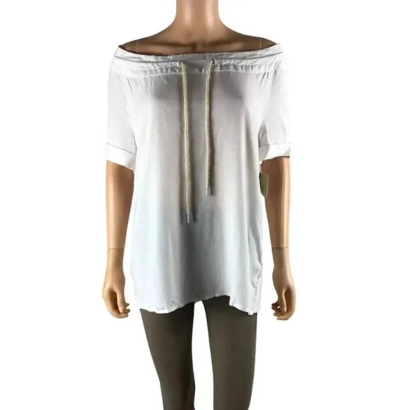 G.H. BASS White Short Sleeve Drawstring Top NWT Small - Picture 6 of 9